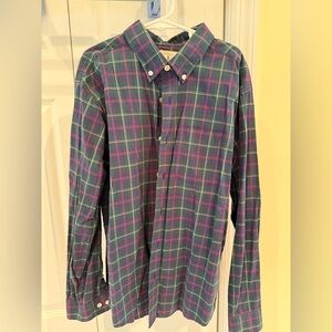 Lands' End-  Boys Plaid Button-Down Shirt - Blue Multi, Size M